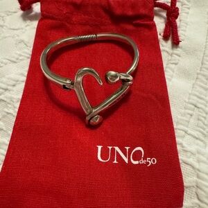 UNO de 50 Silver Artistic Heart Bracelet